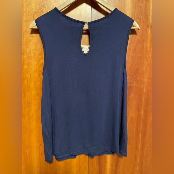 Navy Knit top with Cream Lace - Picture 5 of 5